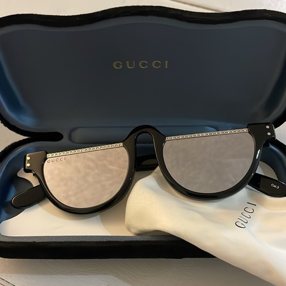 NEW GUCCI GG1368S 001 half SUNGLASSES with rhinestones and case - Picture 7 of 16